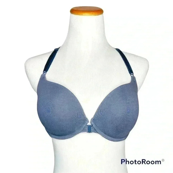 Victoria's Secret Push Up, Lace T-Back Bra, Gray, 34D - Picture 1 of 8